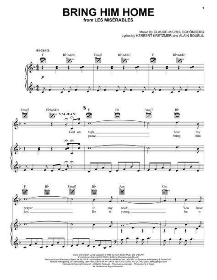 Les Miserables’s
Bring Him Home Lyrics