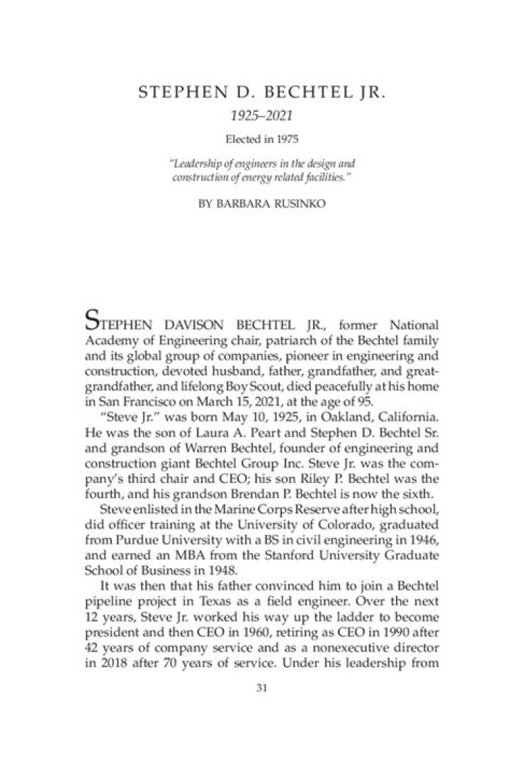 Stephen Bechtel, Jr.’s Net Worth, Biography, Career, Awards, Fact and Life Story
